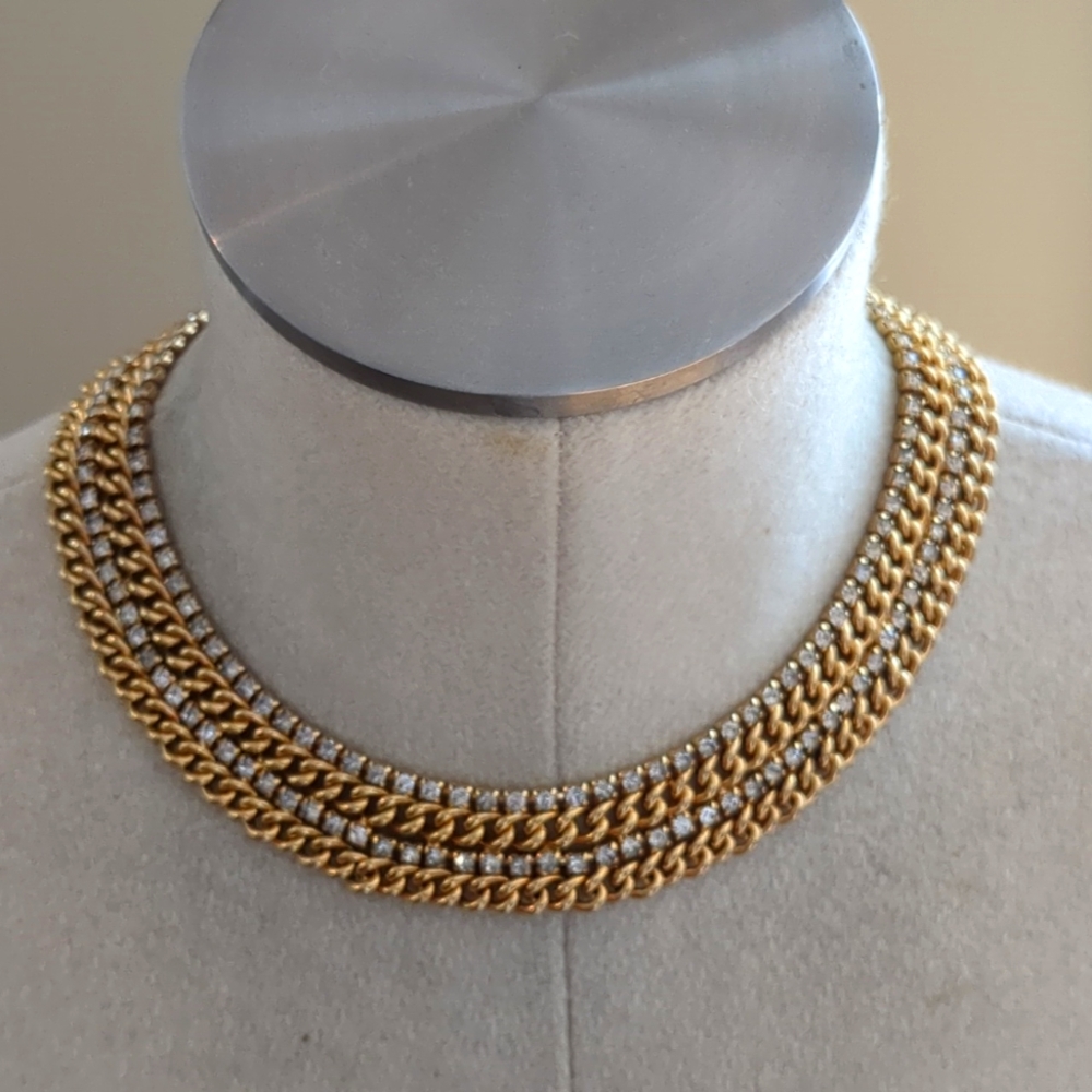 Hobart gold tone with rhinestone chocker.